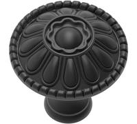 trust4care 20-Pack Farmhouse Matte Black Sunflower 1.2" Cabinet Drawer Knob | Euro-Style Round Zinc Pull Knobs with a Victorian Floral Pattern, Ideal for Vintage Dressers and Furniture Handle Hardware