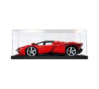 TRUSTFAR Acrylic Dustproof Display Case Designed for LE-GO 42143 Technic Ferrari Daytona SP3 Block Model, Transparent Box, Display Box Compatible with Le-go 42143. (No model) (2MM black base)