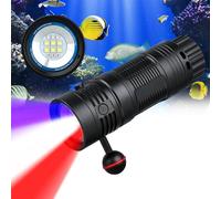 TrustFire DF50S Dive Light, 6500 Lumens Scuba Diving Light Video Camera Photography Underwater Flashlight White Red UV Tri-Color Fill Light and Fluorescent Night Diving