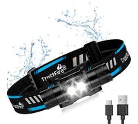 TrustFire H5R Head Torch Max 600 Lumen Bright with 2 x LEDs, 150° Floodlight Design, 18650 Battery and Micro USB Rechargeable (with Headband)