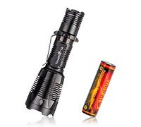 TrustFire T4 LED Torch 1000 Lumens IPX8 Flashlight - Professional Tac Light Torch Flashlight - Black Bezel EDC Super Bright 18650 Flash Light for Home Hunting Camping Outdoors