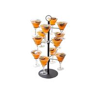 Trustic - Cocktail Tree Stand, Metal Drink Tower, 3 Tier - 12 Holders For Champagne, Martini, Margarita Cups (Black)