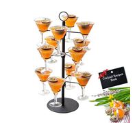 Trustic - Cocktail Tree Stand, Metal Drink Tower, 3 Tier - 12 Holders For Champagne, Martini, Margarita Cups (Black)
