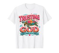 Trusting God Ocean Reptile Tropical Faith Value Graphic T-Shirt, Men, White, M