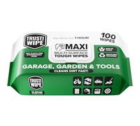 TRUSTIWIPE Heavy Duty Wipes Extra Large 30x25cm - Strong and Biodegradable | 100 Big Cleaning Wipes for Garage, Workshop, Cars, Garden & Tools - Industrial Strength Wipes for Grease, Grime, Oil & Dirt