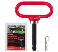 TRUSTKITS Magnetic Hitch Pin, Heavy Duty Ultra Strong Neodymium Magnet Lawn Mower Trailer Gate Pins Accessories 1/2 Inch for Mowers, Lawn Tractors, Towing - Simple One Handed Hook On & Off(Red)
