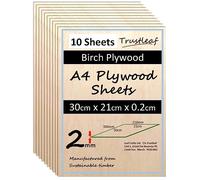 Trustleaf 2mm A4 Approx Birch Ply Sheets 210mm x 300mm (Pack of 10) - Birch Veneer with Poplar Core