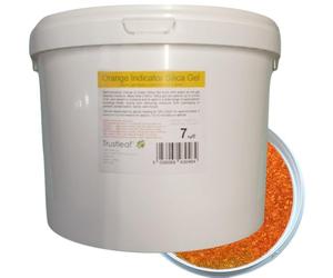 Trustleaf 7kg, 15.4lbs Tub Orange Self Indicating Silica Gel 2-4mm Beads - Trustleaf Orange Silica Gel Desiccant (7kg Tub - og)