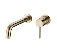 TRUSTMI Brass Basin Mixer Tap Wall-Mounted Concealed Bathroom Sink Faucet, Brushed Gold