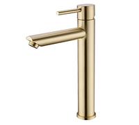 Trustmi Brass Brushed Gold Single Lever Single Hole Bathroom Basin Sink Mixer Tap, Tall
