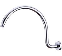 TRUSTMI S-Shaped Shower Arm with Flange, 17 Inch Gooseneck Extension Arm for Rainfall Shower Head, Wall Mounted High Rise Shower Arm, Chrome