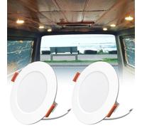 TrustWheel 12V LED Campervan Downlights, 2-Pack 12V LED Spot Recessed Ceiling Lights, Dimmable Puck Lights for Camper Van Boat Truck Motorhome Under Cabinet, 3W 3000K, 75mm Cutout