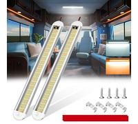 TrustWheel 12V LED Interior Light Bar Van Carvan Campervan, 120 LEDs Universal 12V Strip Light for RV Motorhome Car Boat Marine with Switch,2 Colour Temperature 3000K+6500K, 1800LM, 2 Pack