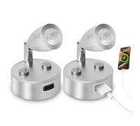 TrustWheel 12V RV Light with USB Port, Dimmable RV Reading Lamp with Touch Switch, Rotatable 12 Volt RV Interior Light Warm White 3000K for Caravan, 5th Wheel or Vehicles, 2-Pack