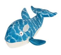TrustyPup Strong 'N Silent Silent Swimmer Soft Plush Orca Silent Squeaker Chew Guard Dog Toy - Blue, Large