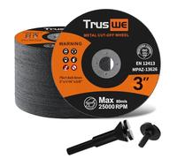 Truswe 3" Cut Off Wheel - 25 Pack Die Grinder Cutting Disc and Mounting Mandrel Kit 1/4" 3/8" Arbor for Angle Grinder