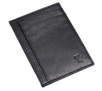 TRUTANN Black Leather Wallet - Classic Vertical Slim Card Holder | Real Genuine Leather Mens Wallet | RFID Secure | Fits Up to 8 Cards & Currency | Tap to Pay Feature | Quality Credit Card Holder