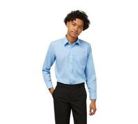 Trutex Boys Blue School Shirts 2 Pack - Long Sleeve Non Iron Cotton Uniform Shirts, Easy Care (14 Years)