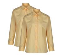 Trutex 2 Pack School Shirt Girls Blouses - Long Sleeve Non-Iron School Uniform (Age 9-10 Years / 28" Chest, Gold)