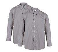 Trutex 2 Pack School Shirts Boys - Long Sleeve Non-Iron Kids School Uniform (Age 16 Years / 15.5" Collar, Grey)