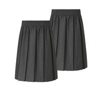 Trutex Basics Girls Black Pleated School Skirt - Twin Pleat Stretch Fit Side Zip Junior Girls School Uniform Skirts, 2 Pack - Age 10