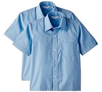 Trutex Boy's 2PK Non Iron Short Sleeve Shirt, Blue, 12 inches