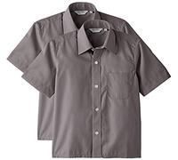 Trutex Boy's 2PK Non Iron Short Sleeve Shirt, Grey, 15.5 inches