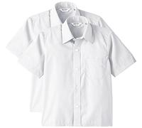 Trutex Boy's 2PK Non Iron Short Sleeve Shirt, White, 15.5 inches