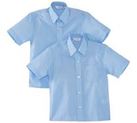 Trutex Boy's 2pk Short Sleeve Easy Care Shirt, Blue, 9-10 Years (Manufacturer Size: 12.5" Collar)