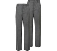 Trutex Boys Black School Trousers, Slim Leg (2 Pack) | Adjustable Waist - Durable Junior Boys School Uniform Trousers, Multipack