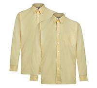 Trutex Boys Gold School Shirts 2 Pack - Long Sleeve Non Iron Cotton Uniform Shirts, Easy Care (7-8 Years)