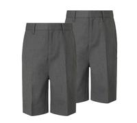 Trutex Boys Grey School Shorts - Slim Leg Elasticated Waist Pull On Junior Boys School Uniform Shorts, Multipack - Age 3 (2 Pack)