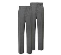 Trutex Boys Grey School Trousers, Slim Leg Adjustable Waist - Durable Junior Boys School Uniform Trousers, Multipack - Age 14 (2 Pack)