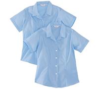 Trutex Girl's, 2 pack, Fitted Easy Care Plain Blouse, Blue, 15-16 Years (Manufacturer Size: 38" Chest)