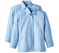 Trutex Girl's 2PK Non Iron Long Sleeve Blouse, Blue, 42 inches