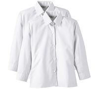 Trutex Girl's 2PK Non Iron Long Sleeve Blouse, White, 28 inches