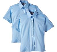 Trutex Girl's 2Pk Non Iron Short Sleeve Blouse, Blue, 36 inches