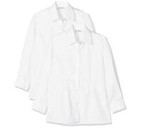Trutex Girls White Long Sleeve School Shirts, 2 Pack - Slim Fit Non Iron School Uniform Blouses, Easy Care (Age 13)