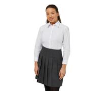 Trutex Girls White Long Sleeve School Shirts, 2 Pack - Slim Fit Non Iron School Uniform Blouses, Easy Care (Age 17-18)