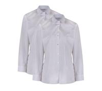 Trutex Girls White Long Sleeve School Shirts, Katie Collar, 2 Pack - Non Iron Standard Fit School Uniform Blouses (Age 7-8)