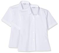 Trutex 2 Pack Girls Short Sleeve School Shirts (3-16+ Years) Girls School Shirts, Standard Fit School Shirts Girls, Non-Iron Short Sleeve School Shirts for Girls - Genuine School Uniform White