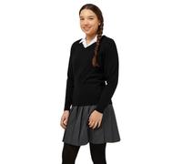 Trutex Kids Black School Jumper - V Neck Cotton-Rich Knit, Long Raglan Sleeve Fitted School Uniform Sweater for Boys and Girls, Low-Pill Machine Washable (15 Years)