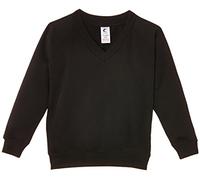 Trutex Kids Black School Jumper - V Neck Cotton-Rich Knit, Raglan Sleeve School Uniform Sweater for Boys and Girls - Age 14