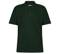 Trutex Kids Bottle Green Plain School Polo Shirts - Short Sleeve Cotton-Rich Unisex PE Kit Polos for Boys and Girls - Ages 9-10
