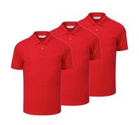 Trutex Kids Bright Red School Polo Shirts, Multipack - Short Sleeve Cotton-Rich Standard Fit Unisex PE Kit Polos for Boys and Girls - Age 4 (3 Pack)