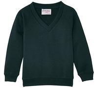 Trutex Kids Forest Green School Jumper - V Neck Cotton-Rich Knit, Raglan Sleeve School Uniform Sweater for Boys and Girls - Ages 9-10