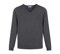 Trutex Kids Marl Grey School Jumper - Plain V Neck 100% Cotton Knit, Long Sleeve Standard Fit School Uniform Sweater for Boys and Girls - (12 Years)