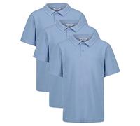 Trutex Kids Sky Blue School Polo Shirts, Multipack - Short Sleeve Cotton-Rich Standard Fit Unisex PE Kit Polos for Boys and Girls - Age 12 (3 Pack)