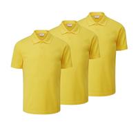 Trutex Kids Yellow School Polo Shirts, Multipack - Short Sleeve Cotton-Rich Standard Fit Unisex PE Kit Polos for Boys and Girls - Age 3 (3 Pack)