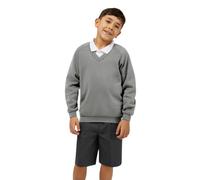 Trutex Unisex 260g V-neck Sweatshirt, Marl Grey, 16 Years UK
